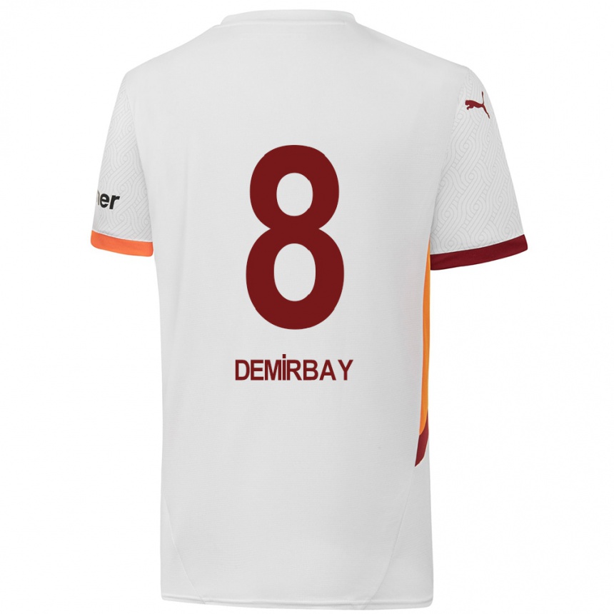 Kids Football Kerem Demirbay #8 White Yellow Red Away Jersey 2024/25 T-Shirt