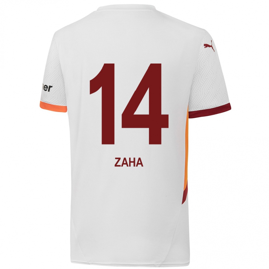 Kids Football Wilfried Zaha #14 White Yellow Red Away Jersey 2024/25 T-Shirt