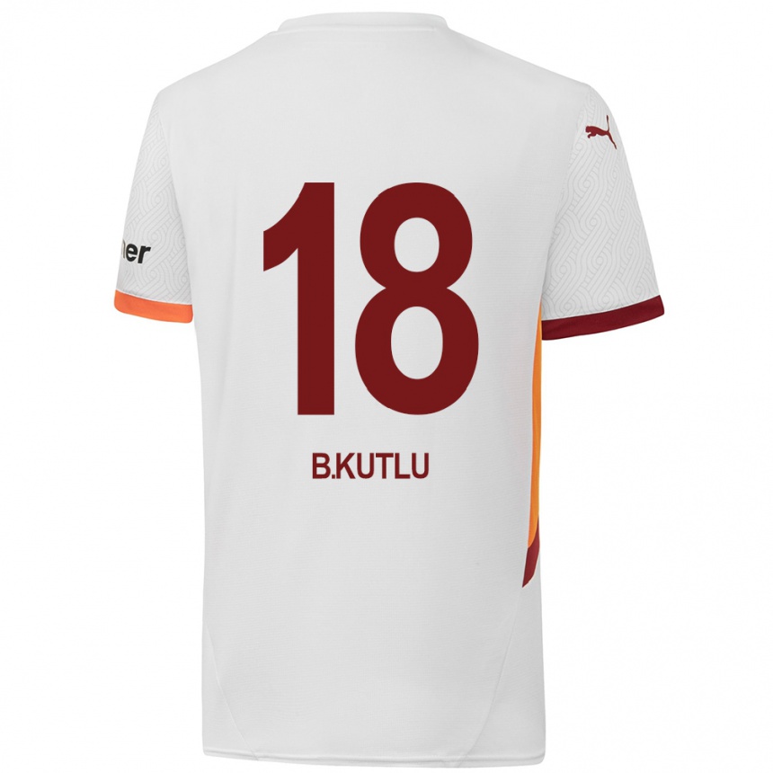 Kids Football Berkan Kutlu #18 White Yellow Red Away Jersey 2024/25 T-Shirt