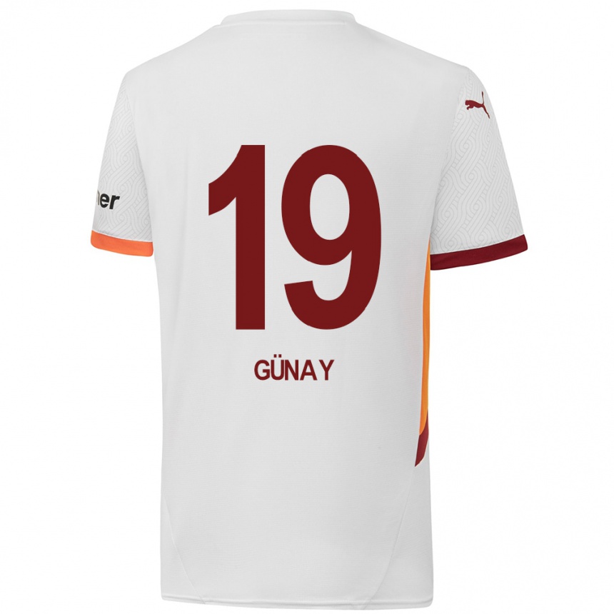 Kids Football Günay Güvenç #19 White Yellow Red Away Jersey 2024/25 T-Shirt