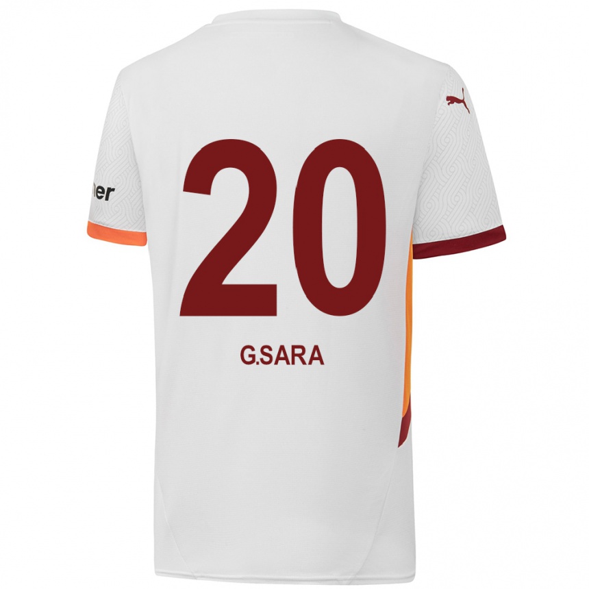 Kids Football Gabriel Sara #20 White Yellow Red Away Jersey 2024/25 T-Shirt