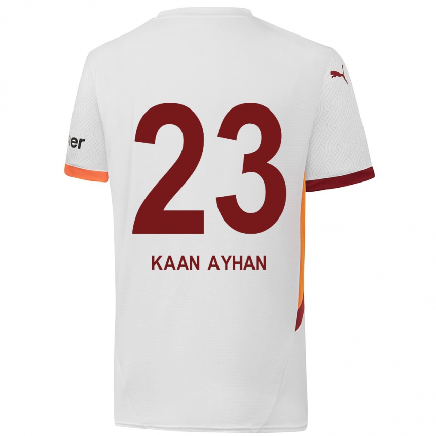 Kids Football Kaan Ayhan #23 White Yellow Red Away Jersey 2024/25 T-Shirt