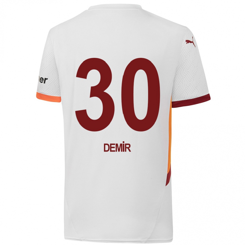 Kids Football Yusuf Demir #30 White Yellow Red Away Jersey 2024/25 T-Shirt