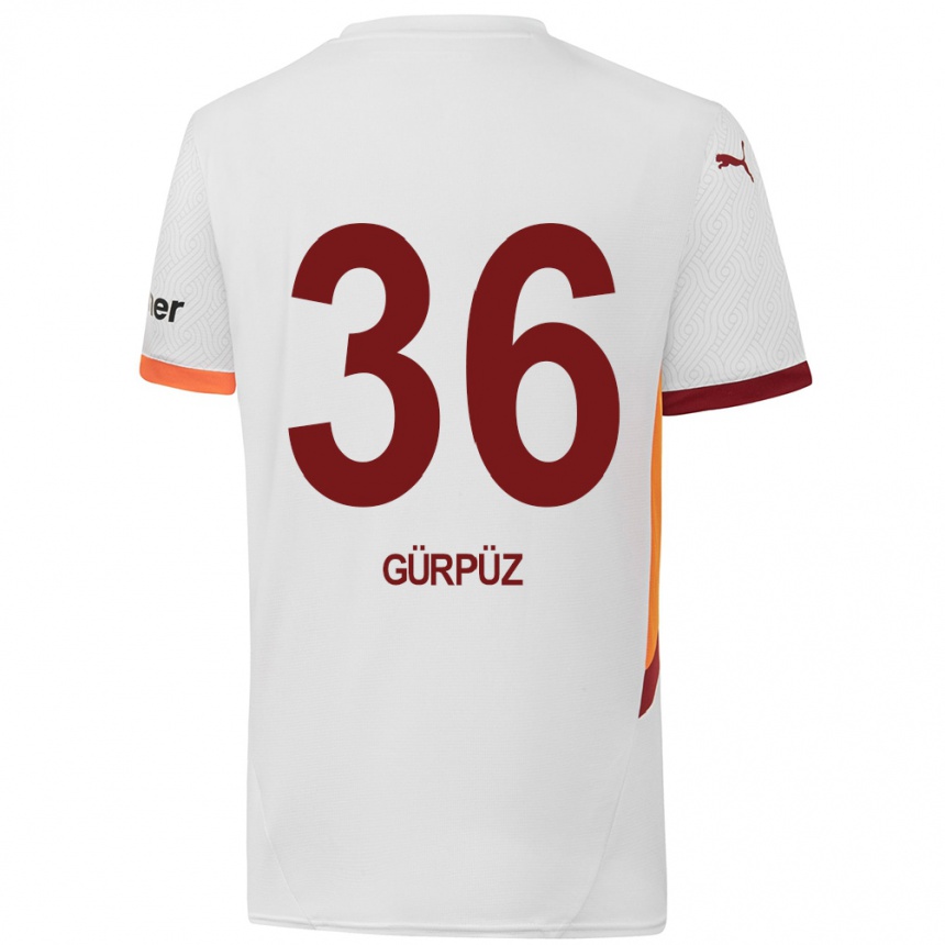 Kids Football Gökdeniz Gürpüz #36 White Yellow Red Away Jersey 2024/25 T-Shirt