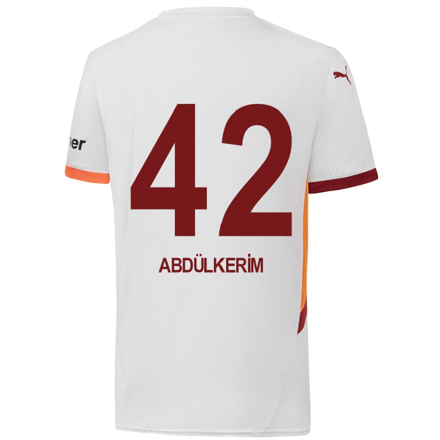 Kids Football Abdülkerim Bardakcı #42 White Yellow Red Away Jersey 2024/25 T-Shirt