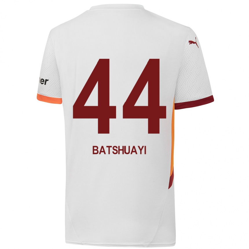 Kids Football Michy Batshuayi #44 White Yellow Red Away Jersey 2024/25 T-Shirt