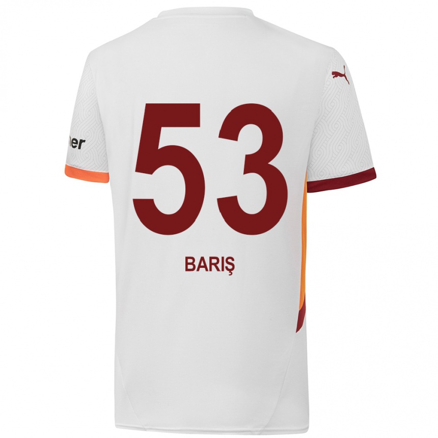 Kids Football Barış Alper Yılmaz #53 White Yellow Red Away Jersey 2024/25 T-Shirt