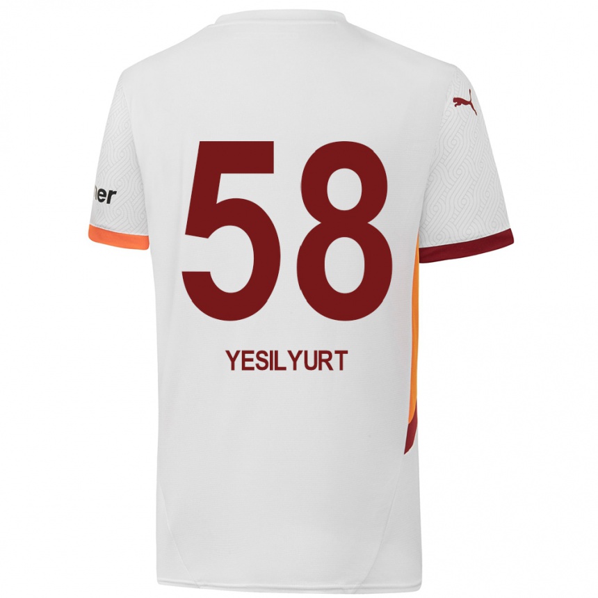 Kids Football Ali Yeşilyurt #58 White Yellow Red Away Jersey 2024/25 T-Shirt