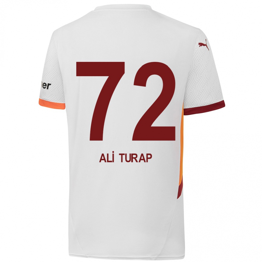 Kids Football Ali Turap Bülbül #72 White Yellow Red Away Jersey 2024/25 T-Shirt