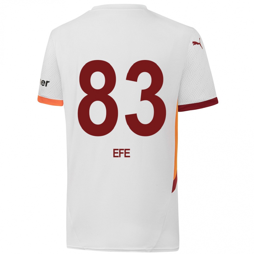 Kids Football Efe Akman #83 White Yellow Red Away Jersey 2024/25 T-Shirt