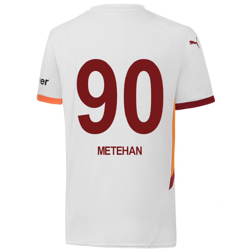 Kids Football Metehan Baltacı #90 White Yellow Red Away Jersey 2024/25 T-Shirt