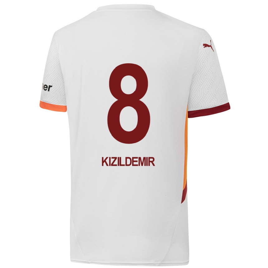 Kids Football Berk Kizildemir #8 White Yellow Red Away Jersey 2024/25 T-Shirt