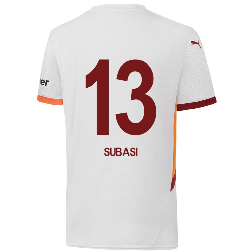 Kids Football Kadir Subasi #13 White Yellow Red Away Jersey 2024/25 T-Shirt