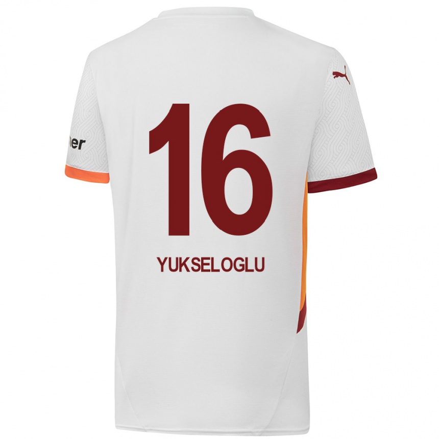 Kids Football Ayaz Yükseloğlu #16 White Yellow Red Away Jersey 2024/25 T-Shirt