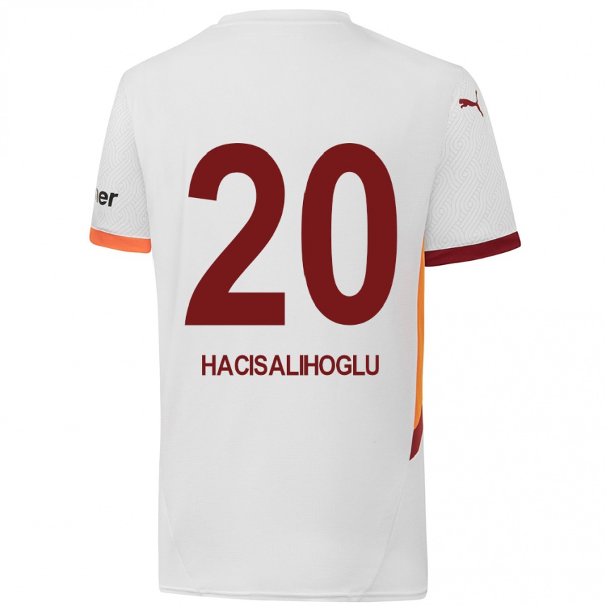 Kids Football Arda Hacisalihoglu #20 White Yellow Red Away Jersey 2024/25 T-Shirt