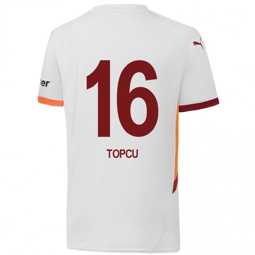 Kids Football Ebru Topçu #16 White Yellow Red Away Jersey 2024/25 T-Shirt