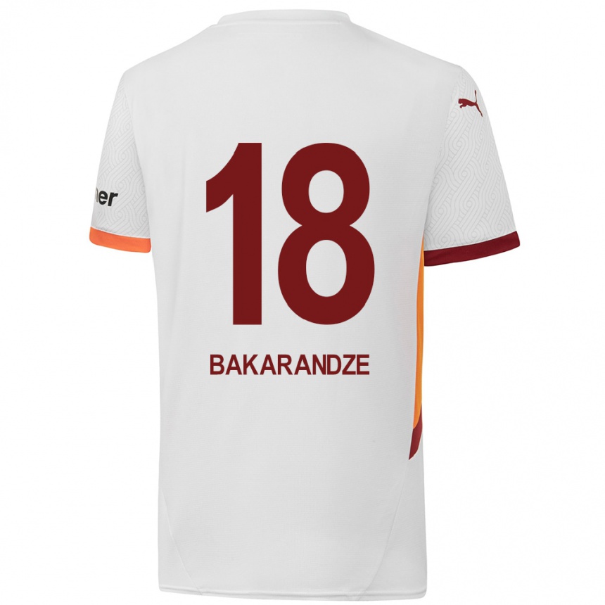 Kids Football Kristina Bakarandze #18 White Yellow Red Away Jersey 2024/25 T-Shirt