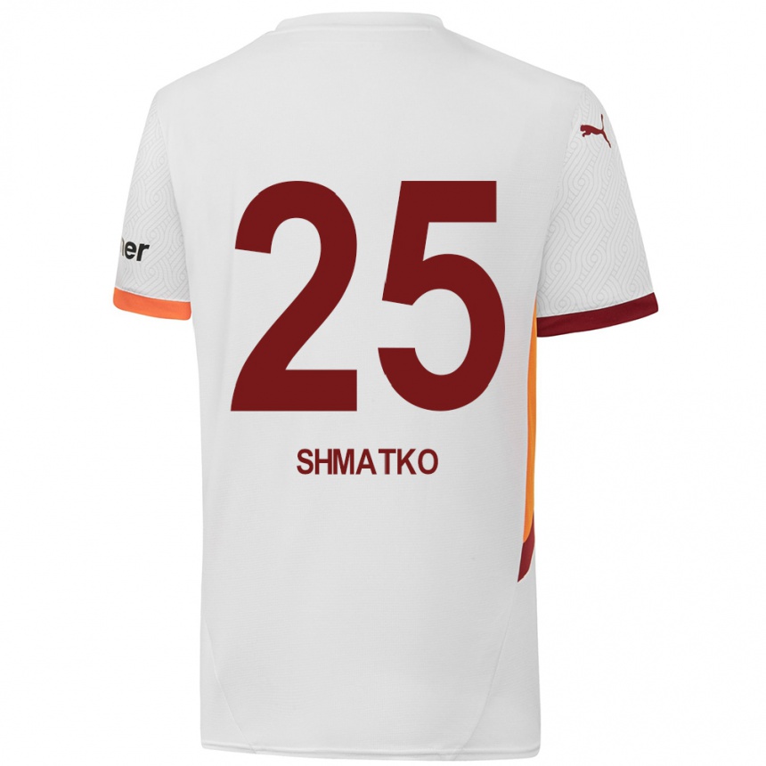 Kids Football Lyubov Shmatko #25 White Yellow Red Away Jersey 2024/25 T-Shirt