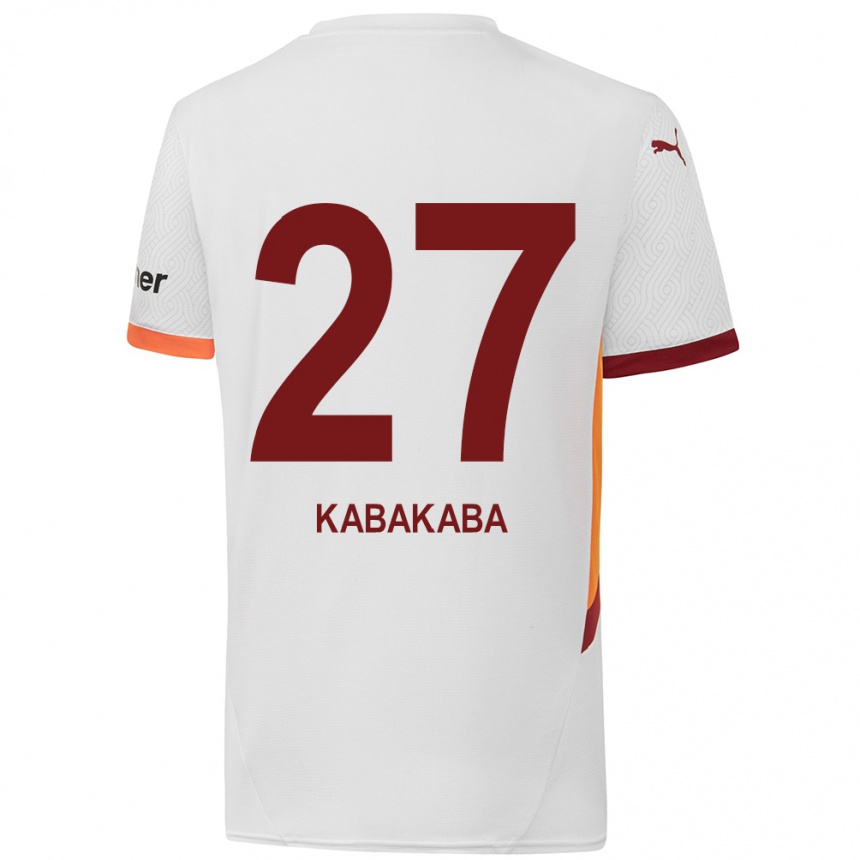 Kids Football Naomie Kabakaba #27 White Yellow Red Away Jersey 2024/25 T-Shirt