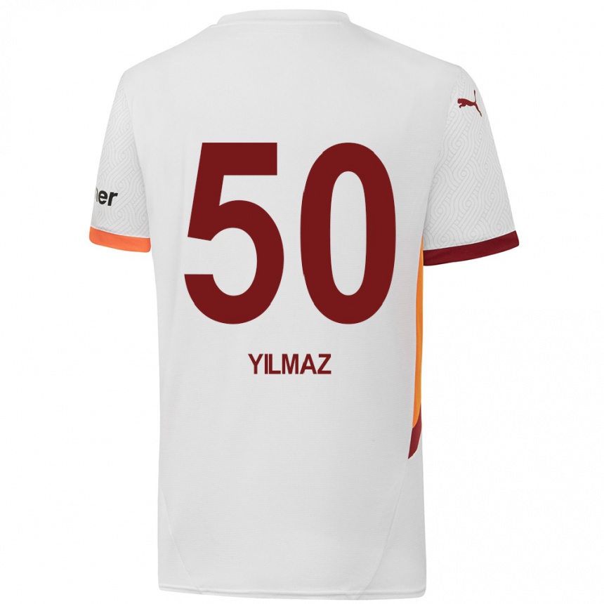 Kids Football Jankat Yılmaz #50 White Yellow Red Away Jersey 2024/25 T-Shirt