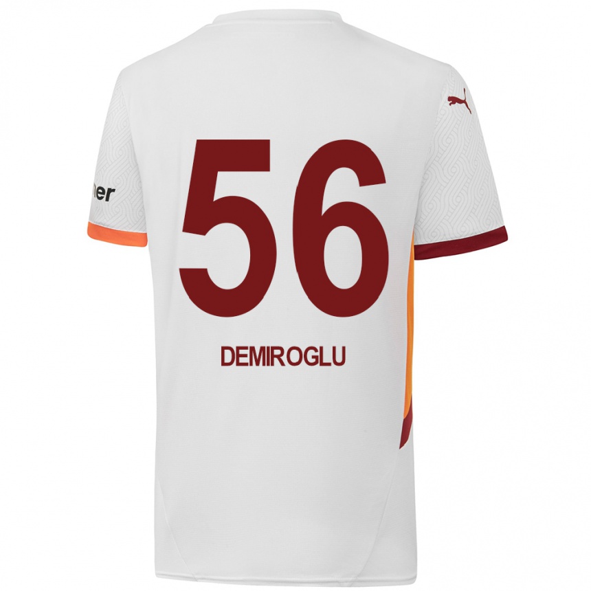 Kids Football Baran Demiroğlu #56 White Yellow Red Away Jersey 2024/25 T-Shirt