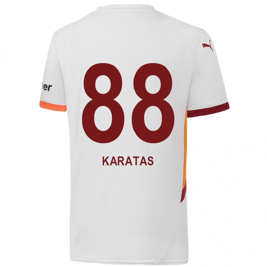 Kids Football Kazımcan Karataş #88 White Yellow Red Away Jersey 2024/25 T-Shirt