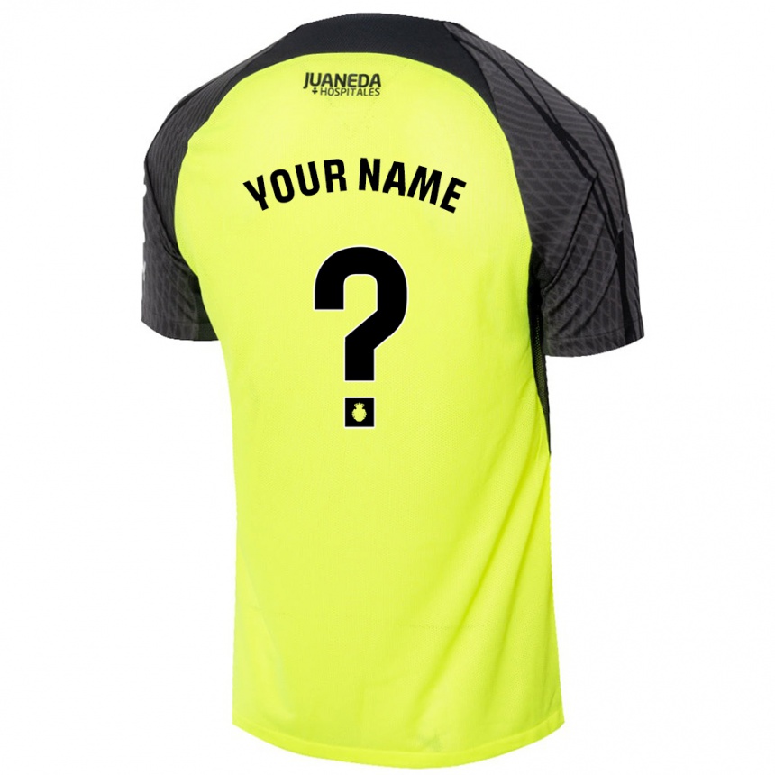 Kids Football Your Name #0 Fluorescent Green Black Away Jersey 2024/25 T-Shirt