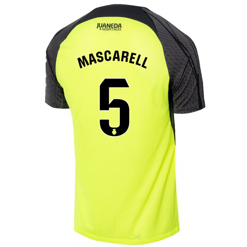 Kids Football Omar Mascarell #5 Fluorescent Green Black Away Jersey 2024/25 T-Shirt