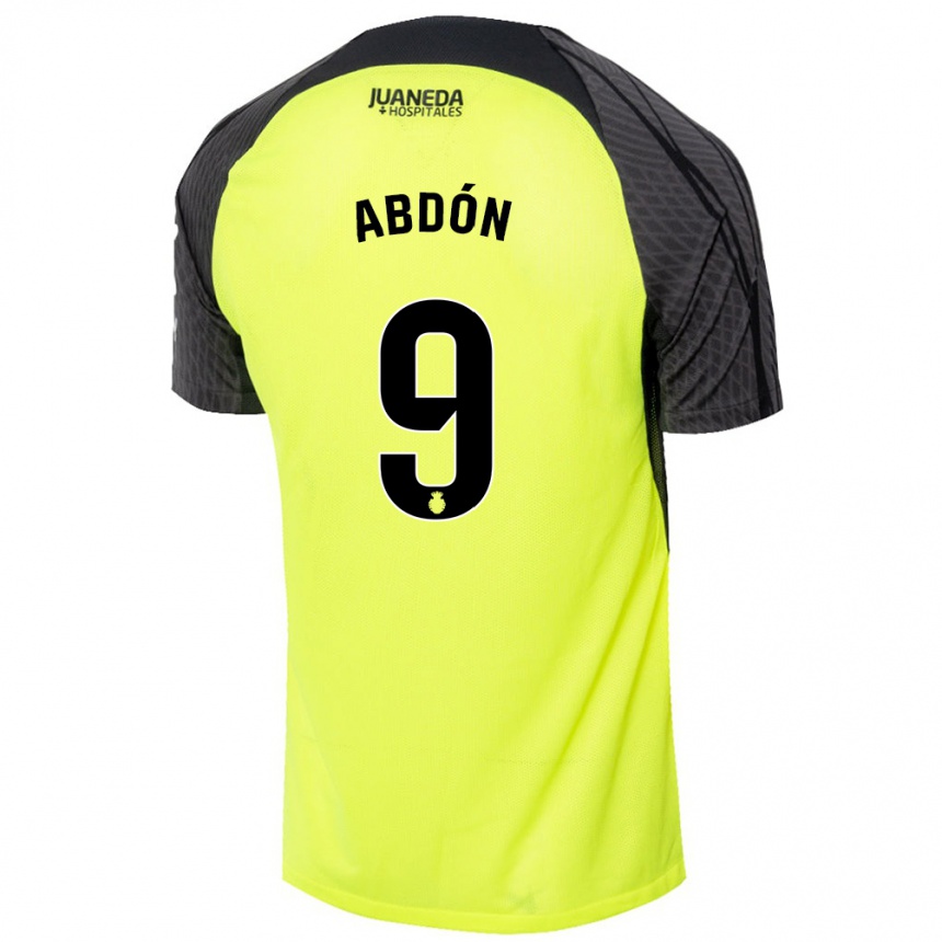 Kids Football Abdón Prats #9 Fluorescent Green Black Away Jersey 2024/25 T-Shirt