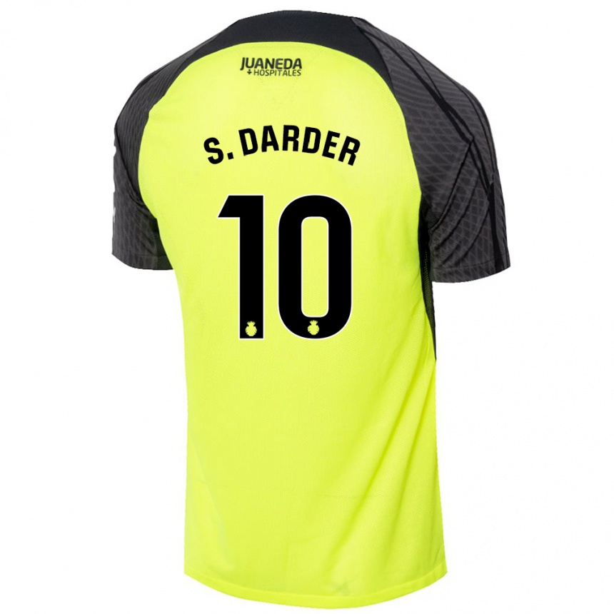 Kids Football Sergi Darder #10 Fluorescent Green Black Away Jersey 2024/25 T-Shirt