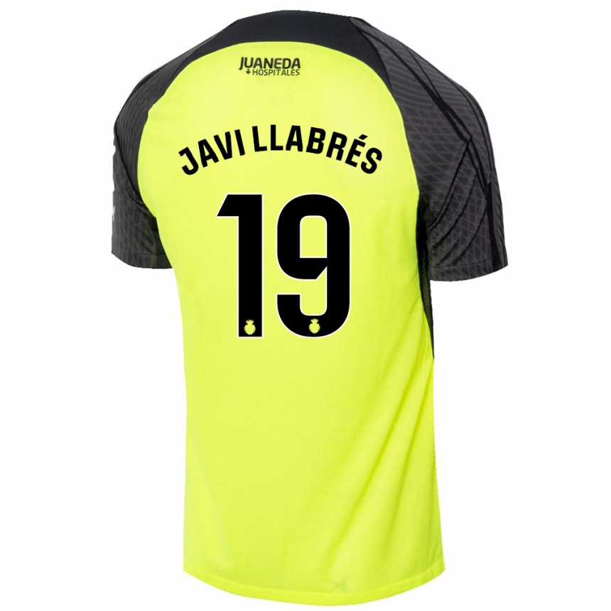 Kids Football Javi Llabrés #19 Fluorescent Green Black Away Jersey 2024/25 T-Shirt