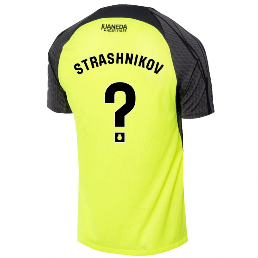 Kids Football Nikolay Strashnikov #0 Fluorescent Green Black Away Jersey 2024/25 T-Shirt