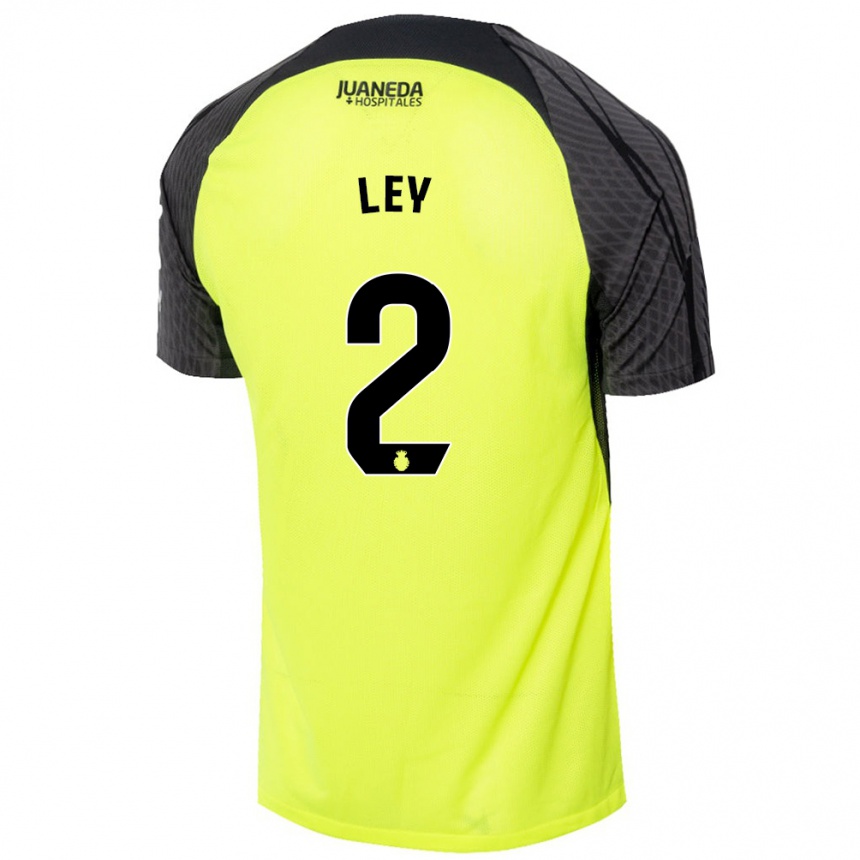 Kids Football Yuzún Ley #2 Fluorescent Green Black Away Jersey 2024/25 T-Shirt