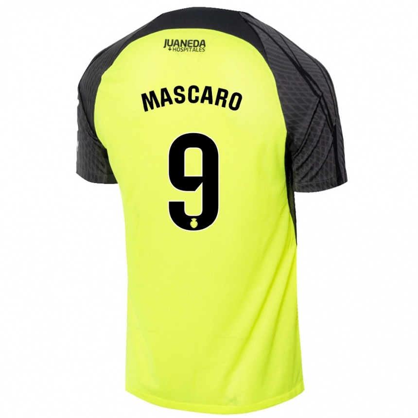 Kids Football Pau Mascaró #9 Fluorescent Green Black Away Jersey 2024/25 T-Shirt