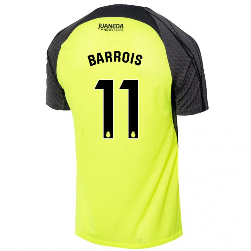 Kids Football Eliott Barrois #11 Fluorescent Green Black Away Jersey 2024/25 T-Shirt