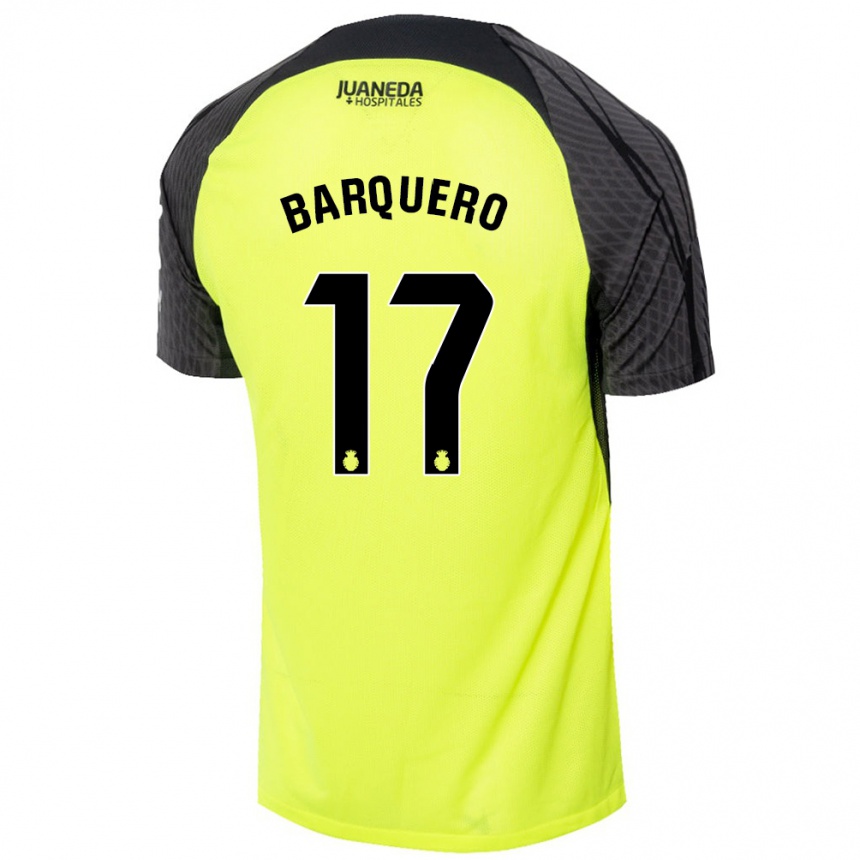 Kids Football Adrián Barquero #17 Fluorescent Green Black Away Jersey 2024/25 T-Shirt