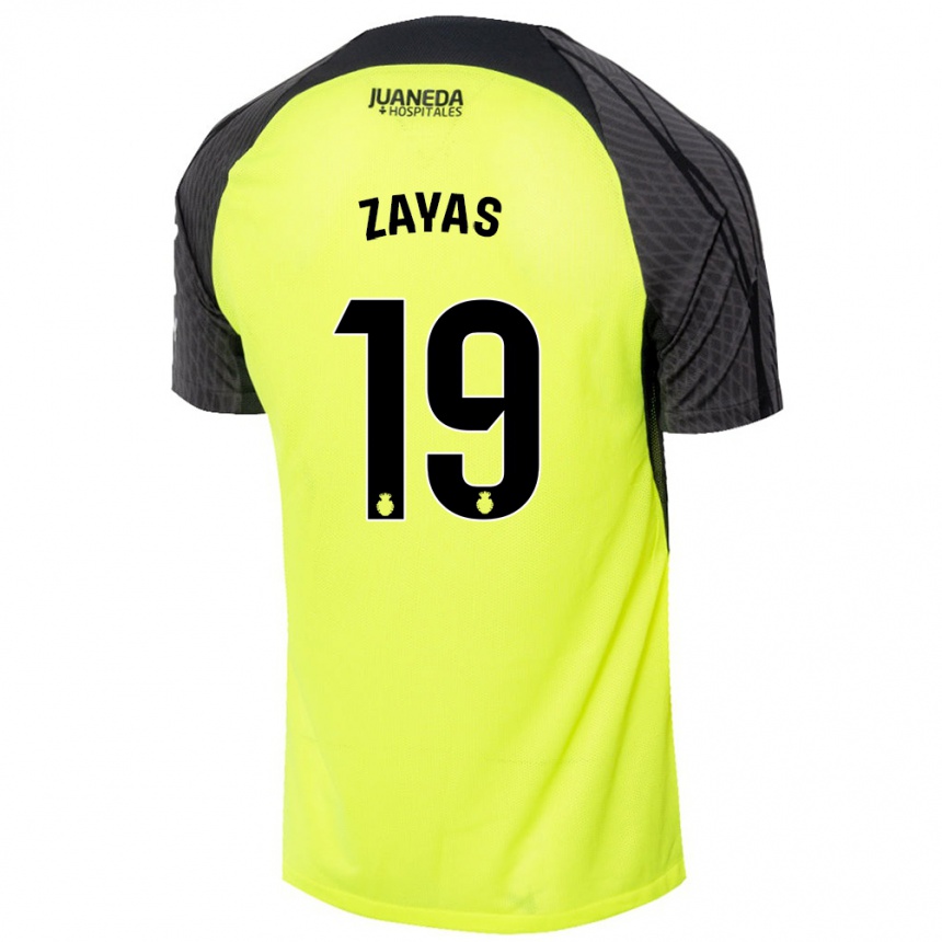 Kids Football Yosmel Zayas #19 Fluorescent Green Black Away Jersey 2024/25 T-Shirt