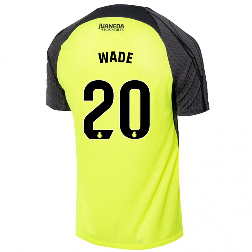 Kids Football Sebas Wade #20 Fluorescent Green Black Away Jersey 2024/25 T-Shirt