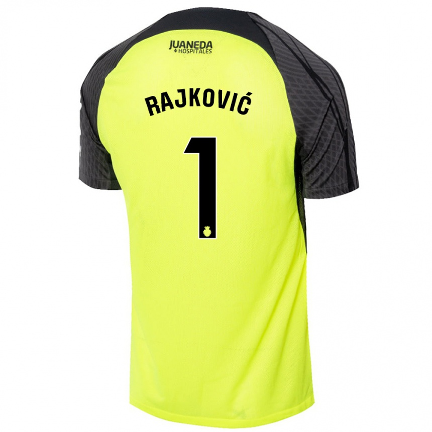 Kids Football Predrag Rajkovic #1 Fluorescent Green Black Away Jersey 2024/25 T-Shirt