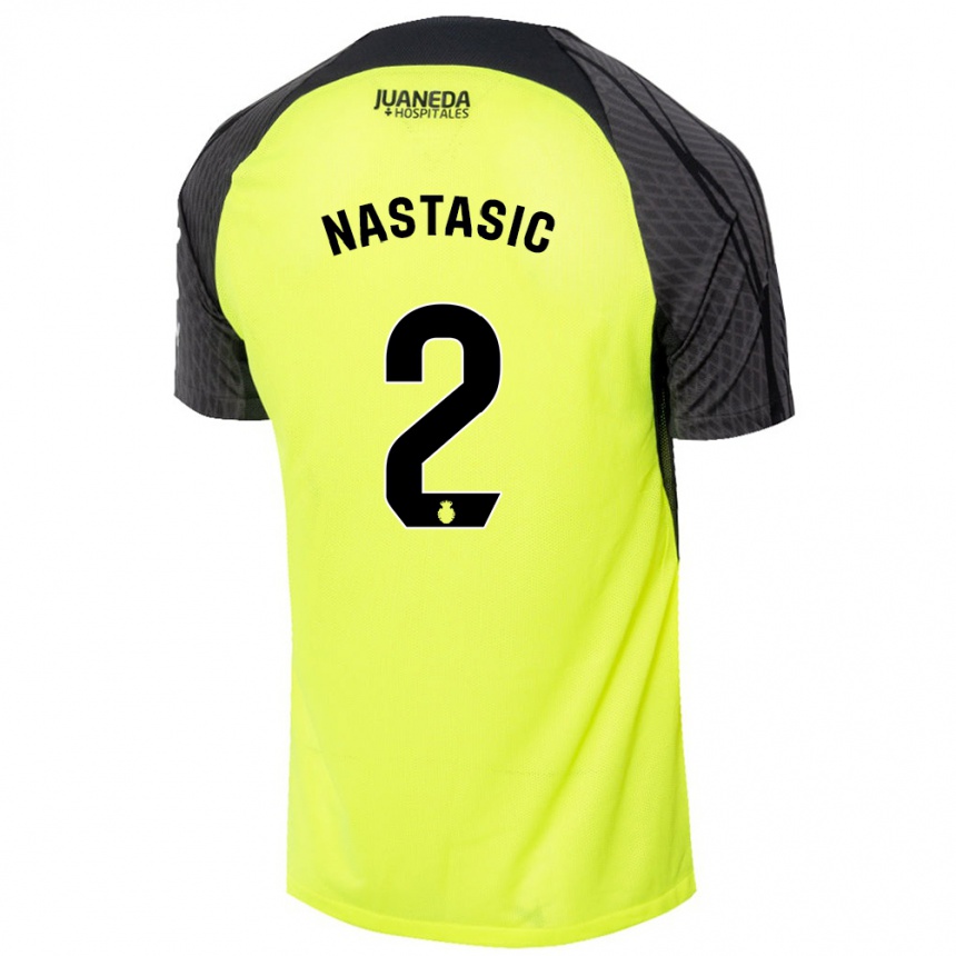 Kids Football Matija Nastasic #2 Fluorescent Green Black Away Jersey 2024/25 T-Shirt