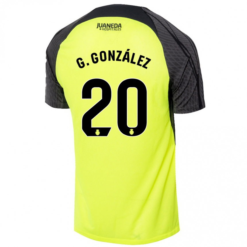 Kids Football Giovanni González #20 Fluorescent Green Black Away Jersey 2024/25 T-Shirt