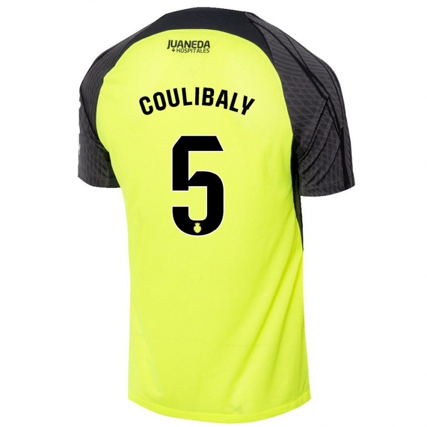 Kids Football Habib Anas Coulibaly #5 Fluorescent Green Black Away Jersey 2024/25 T-Shirt