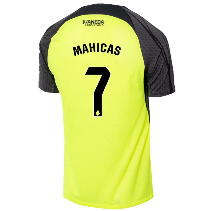 Kids Football Julián Mahicas #7 Fluorescent Green Black Away Jersey 2024/25 T-Shirt