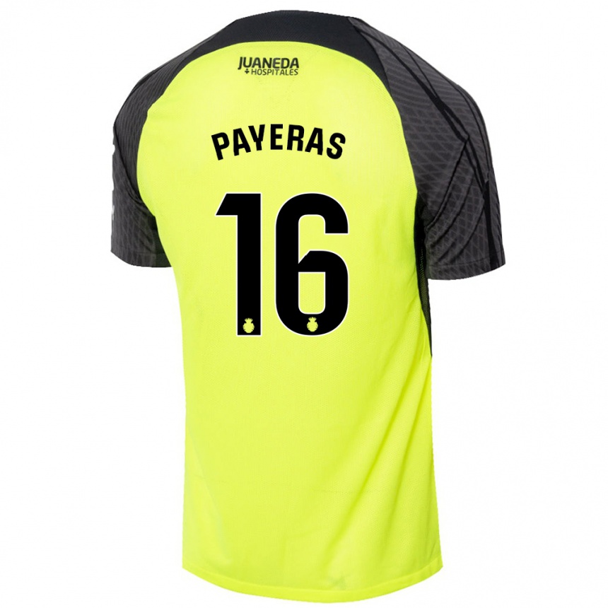 Kids Football Martí Payeras #16 Fluorescent Green Black Away Jersey 2024/25 T-Shirt