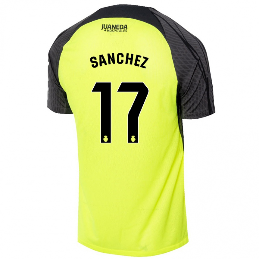 Kids Football Avelino Sánchez #17 Fluorescent Green Black Away Jersey 2024/25 T-Shirt