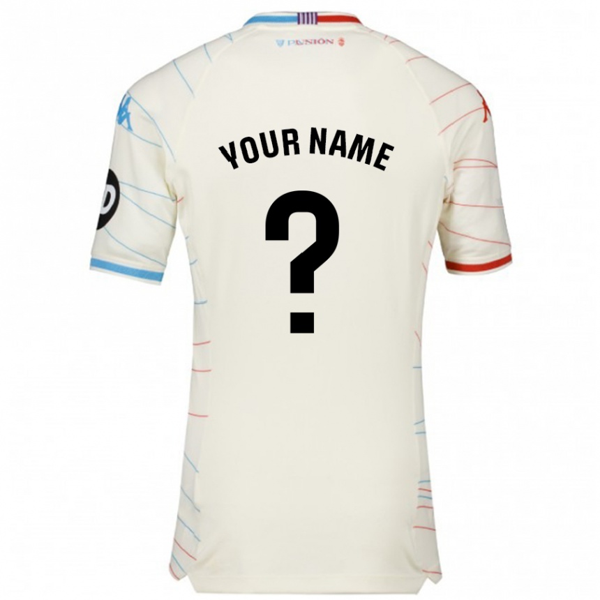 Kids Football Your Name #0 White Red Blue Away Jersey 2024/25 T-Shirt