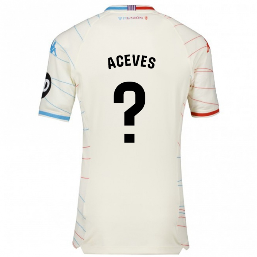 Kids Football Álvaro Aceves #0 White Red Blue Away Jersey 2024/25 T-Shirt