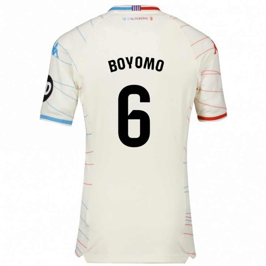 Kids Football Enzo Boyomo #6 White Red Blue Away Jersey 2024/25 T-Shirt