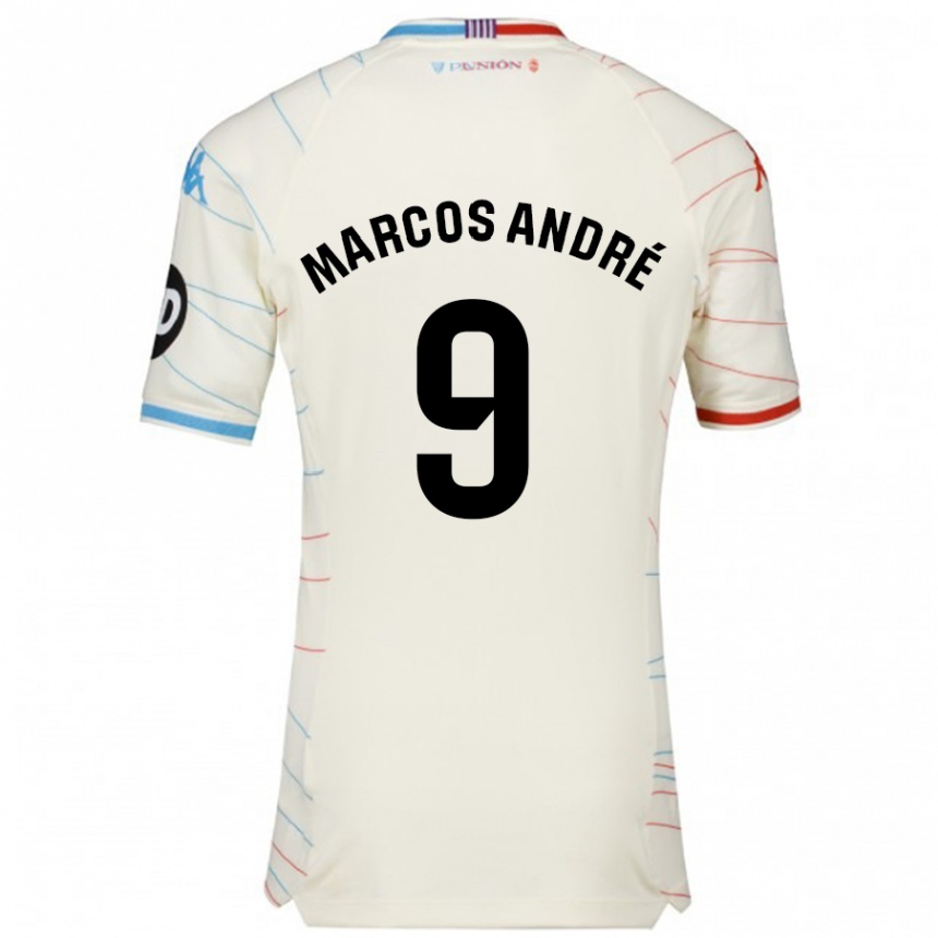 Kids Football Marcos André #9 White Red Blue Away Jersey 2024/25 T-Shirt