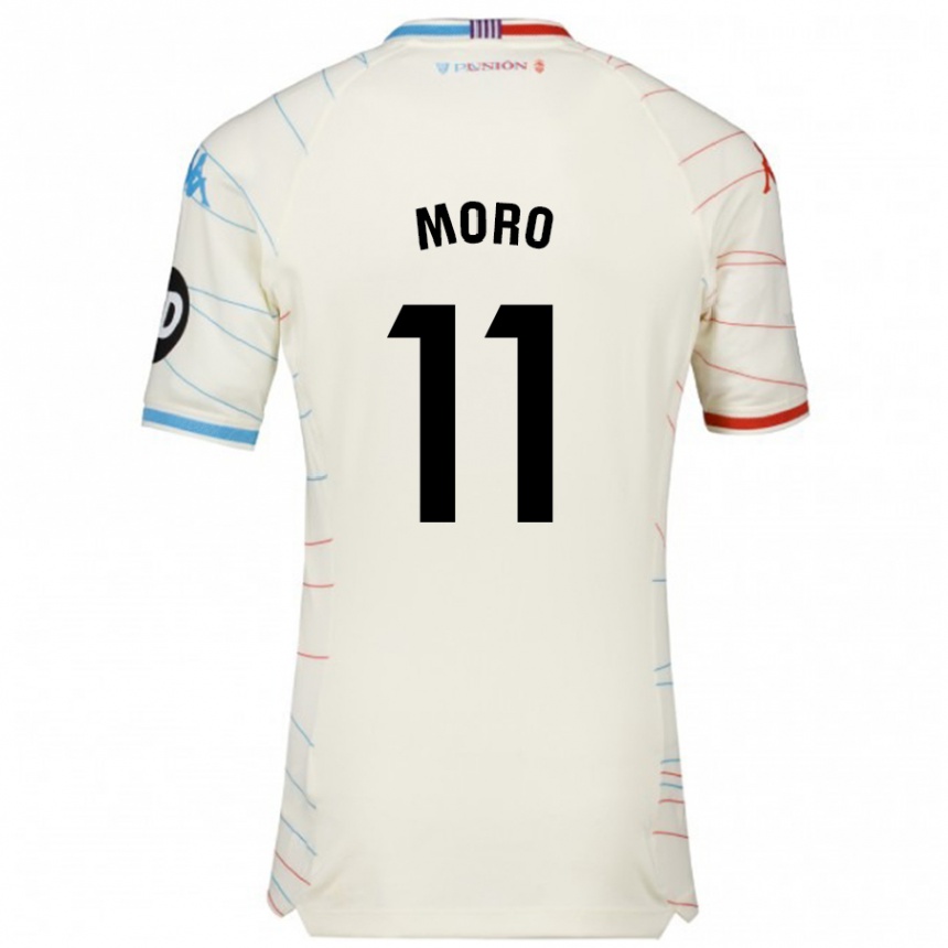 Kids Football Raúl Moro #11 White Red Blue Away Jersey 2024/25 T-Shirt